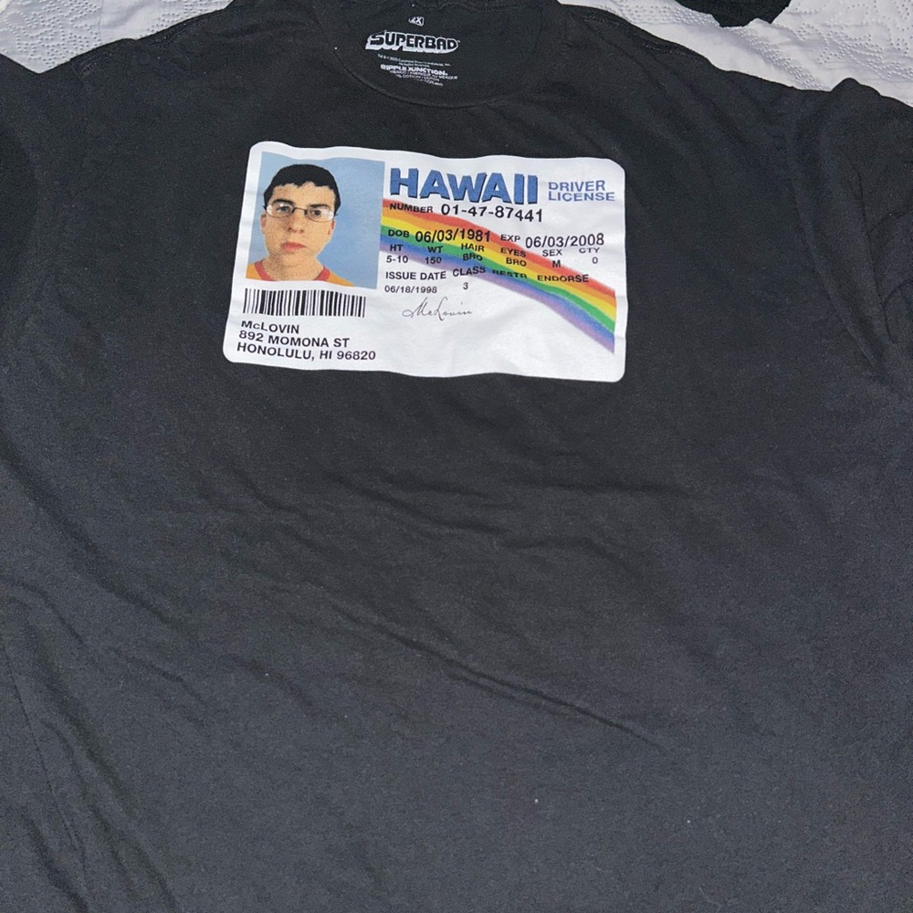 Black Graphic Mclovin Superbad T-Shirt